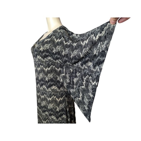 Kokoon Vintage black gray white zig zag print wing sleeve Shift dress size M - Picture 7 of 12